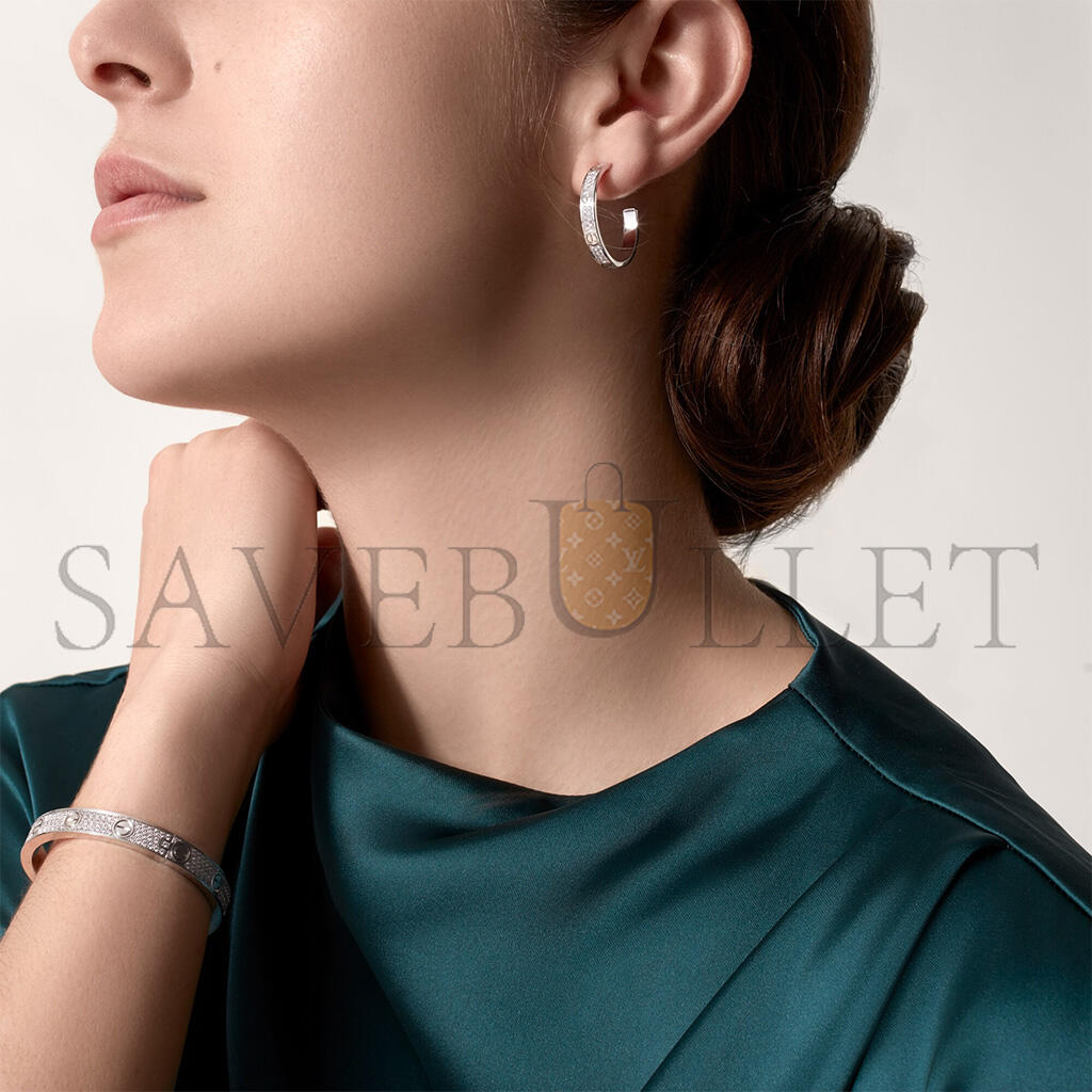 Ca*t*er love hoop earrings, medium model, paved n8515193